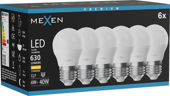Mexen Nova 6x LED-pirn E27, G45, 6W, Soe - 3000K, 630 lm - L101-E27-0630-01x06