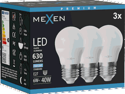 Mexen Nova 3x LED spuldze E27, G45, 6W, Auksts - 6500K, 630 lm - L101-E27-0665-01x03
