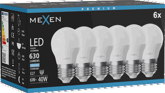 Mexen Nova 6x LED spuldze E27, G45, 6W, Auksta - 6500K, 630 lm - L101-E27-0665-01x06