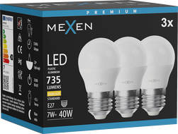 Mexen Nova 3x LED-Glühbirne E27, G45, 7W, Warm - 3000K, 735 lm - L101-E27-0730-01x03