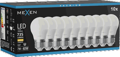 Mexen Nova 10x Lampadina LED E27, G45, 7W, Calda - 3000K, 735 lm - L101-E27-0730-01x10