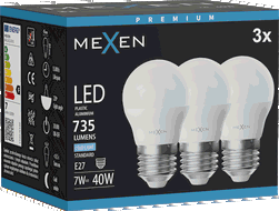 Mexen Nova 3x Lampadina LED E27, G45, 7W, Fredda - 6500K, 735 lm - L101-E27-0765-01x03