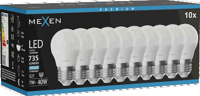Mexen Nova 10x Lampadina LED E27, G45, 7W, Fredda - 6500K, 735 lm - L101-E27-0765-01x10