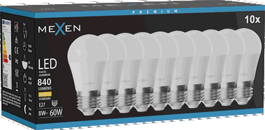 Mexen Nova 10x LED pirn E27, G45, 8W, Soe - 3000K, 840 lm - L101-E27-0830-01x10