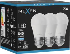Mexen Nova 3x LED-pirn E27, G45, 8W, Külm - 6500K, 840 lm - L101-E27-0865-01x03