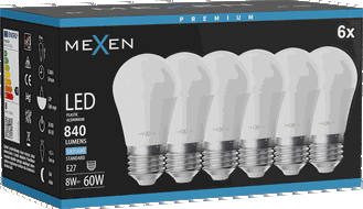 Mexen Nova 6x LED Bulb E27, G45, 8W, Cold - 6500K, 840 lm - L101-E27-0865-01x06