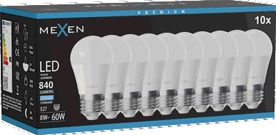 Mexen Nova 10x lampadina LED E27, G45, 8W, Fredda - 6500K, 840 lm - L101-E27-0865-01x10