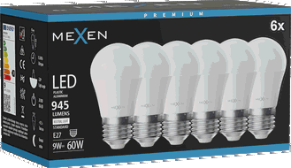 Mexen Nova 6x LED spuldze E27, G45, 9W, Neitrāla - 4000K, 945 lm - L101-E27-0940-01x06
