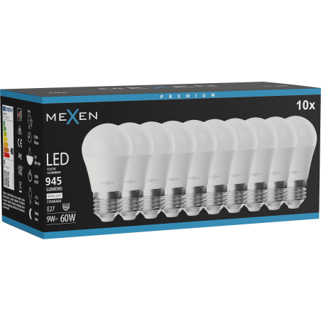 Mexen Nova 10x LED-Glühbirne E27, G45, 9W, Neutral - 4000K, 945 lm - L101-E27-0940-01x10