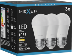 Mexen Nova 3x LED lamp E27, G45, 10W, Soe - 3000K, 1055 lm - L101-E27-1030-01x03