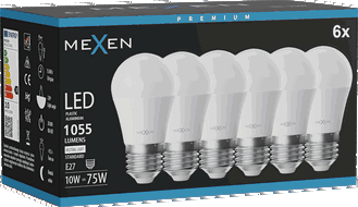 Mexen Nova 6x LED-lamppu E27, G45, 10W, Neutraali - 4000K, 1055 lm - L101-E27-1040-01x06