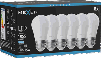 Mexen Nova 6x LED Spuldze E27, G45, 10W, Aukstā - 6500K, 1055 lm - L101-E27-1065-01x06