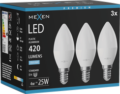 Mexen Nova 3x Λάμπα LED E14, C37, 4W, Ψυχρό - 6500K, 420 lm - L102-E14-0465-01x03