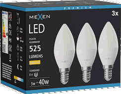 Mexen Nova 3x LED žarulja E14, C37, 5W, Topla - 3000K, 525 lm - L102-E14-0530-01x03