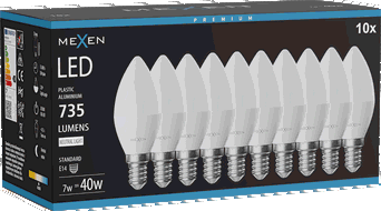 Mexen Nova 10x LED-lamppu E14, C37, 7W, Neutraali - 4000K, 735 lm - L102-E14-0740-01x10