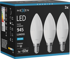 Mexen Nova 3x LED-lamp E14, C37, 9W, Koud - 6500K, 945 lm - L102-E14-0965-01x03