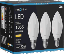 Mexen Nova 3x LED žarulja E14, C37, 10W, Topla - 3000K, 1055 lm - L102-E14-1030-01x03