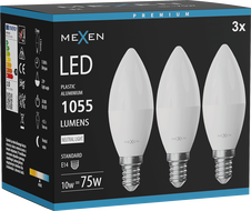 Mexen Nova 3x Λάμπα LED E14, C37, 10W, Ουδέτερο - 4000K, 1055 lm - L102-E14-1040-01x03