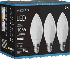 Mexen Nova 3x żarówka LED E14, C37, 10W, Neutralna - 4000K, 1055 lm - L102-E14-1040-01x03