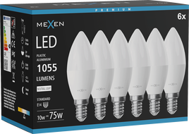 Mexen Nova 6x Λάμπα LED E14, C37, 10W, Ουδέτερος - 4000K, 1055 lm - L102-E14-1040-01x06