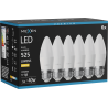 Mexen Nova 6x Bombilla LED E27, C37, 5W, Cálida - 3000K, 525 lm - L102-E27-0530-01x06