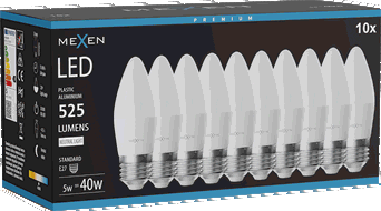 Mexen Nova 10x Lampadina LED E27, C37, 5W, Neutro - 4000K, 525 lm - L102-E27-0540-01x10