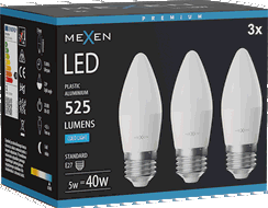 Mexen Nova 3x Lampadina LED E27, C37, 5W, Fredda - 6500K, 525 lm - L102-E27-0565-01x03