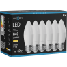 Mexen Nova 6x Bombilla LED E27, C37, 8W, Cálida - 3000K, 840 lm - L102-E27-0830-01x06