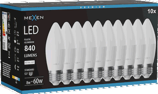 Mexen Nova 10x LED-lamppu E27, C37, 8W, Neutraali - 4000K, 840 lm - L102-E27-0840-01x10