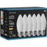 Mexen Nova 6x Bombilla LED E27, C37, 10W, Cálida - 3000K, 1055 lm - L102-E27-1030-01x06