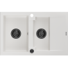 Mexen Gaspar granitische gootsteen 1,5-komors met afdruiprek 737 x 475 mm, wit, zwarte sifon - 6507731505-20-B
