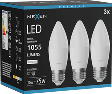 Mexen Nova 3x Lampadina LED E27, C37, 10W, Neutro - 4000K, 1055 lm - L102-E27-1040-01x03