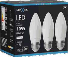 Mexen Nova 3x LED spuldze E27, C37, 10W, Neitrāls - 4000K, 1055 lm - L102-E27-1040-01x03