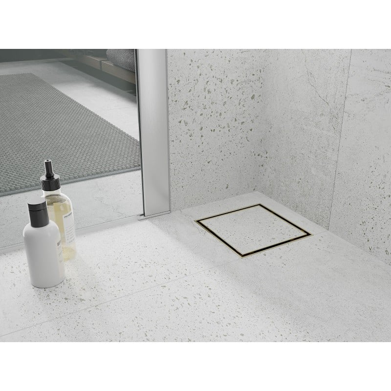 Mexen Flat-Q M13 Bodenablauf quadratisch 12 x 12 cm, gold - 1510012