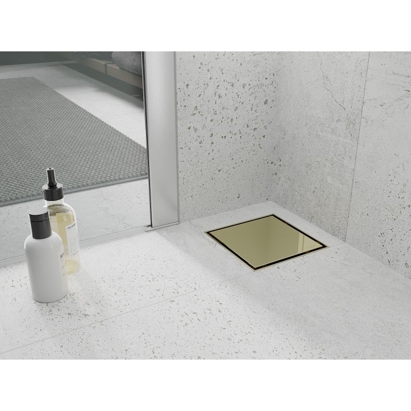 Mexen Flat-Q M13 vierkante vloerafvoer 12 x 12 cm, goud - 1510012