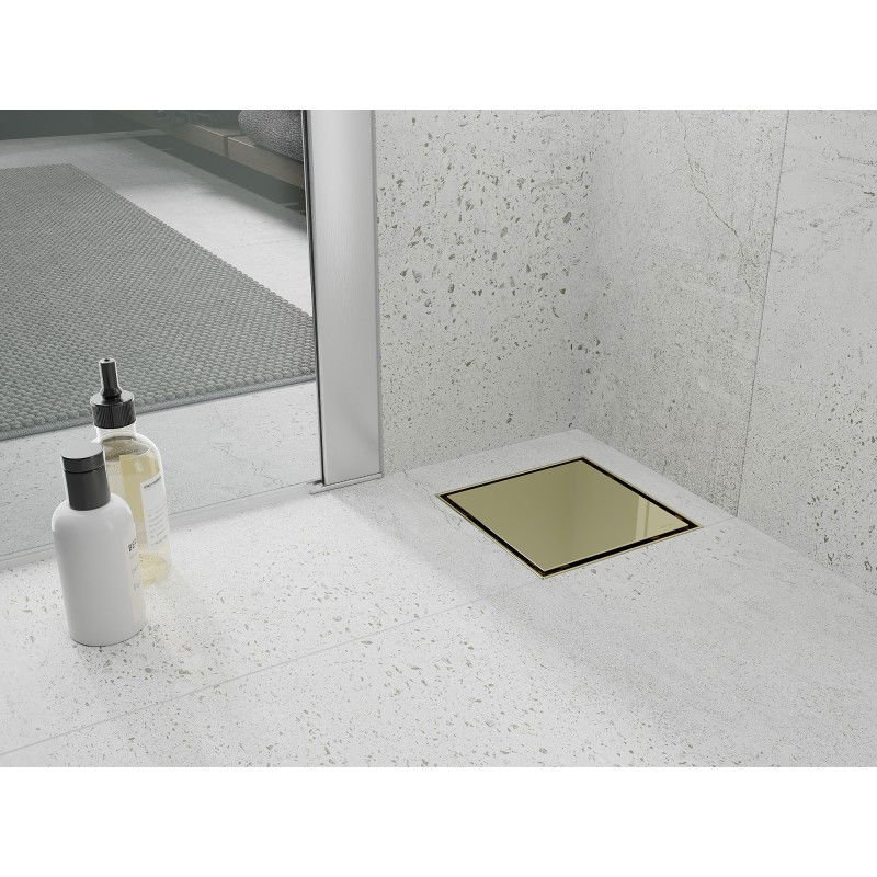 Mexen Flat-Q M13 desagüe de piso cuadrado 15 x 15 cm, dorado - 1510015