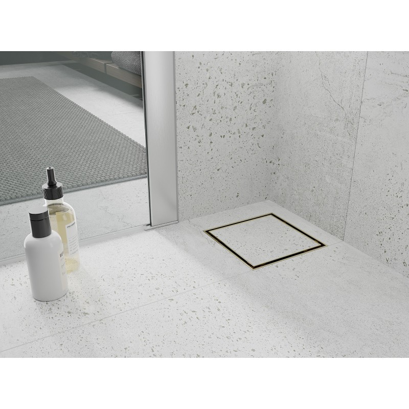Mexen Flat-Q M13 quadratische Bodenablauf 15 x 15 cm, gold - 1510015