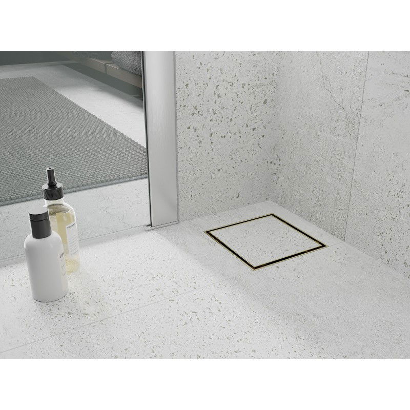 Mexen Flat-Q M13 square floor drain 15 x 15 cm, gold - 1510015
