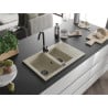 Mexen Gaspar Granitspüle 1,5-Becken mit Abtropffläche 737 x 475 mm, beige, schwarzer Siphon - 6507731505-69-B