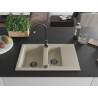 Mexen Gaspar 1,5-komorige granieten spoelbak met afdruiprek 737 x 475 mm, beige, zwarte sifon - 6507731505-69-B
