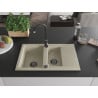 Mexen Gaspar Granitspüle 1,5-Becken mit Abtropffläche 737 x 475 mm, beige, schwarzer Siphon - 6507731505-69-B