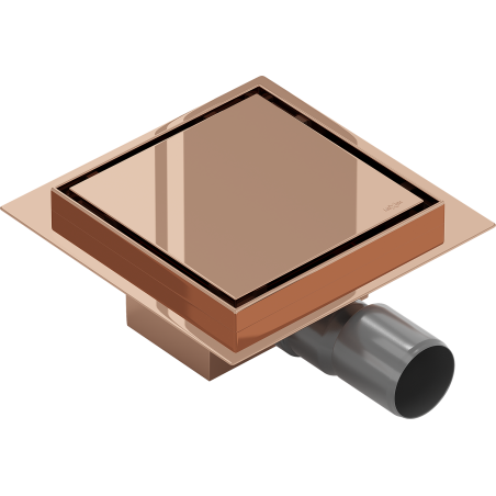 Mexen Flat-Q M13 wpust podłogowy kwadratowy 12 x 12 cm, różowe złoto - 1610012