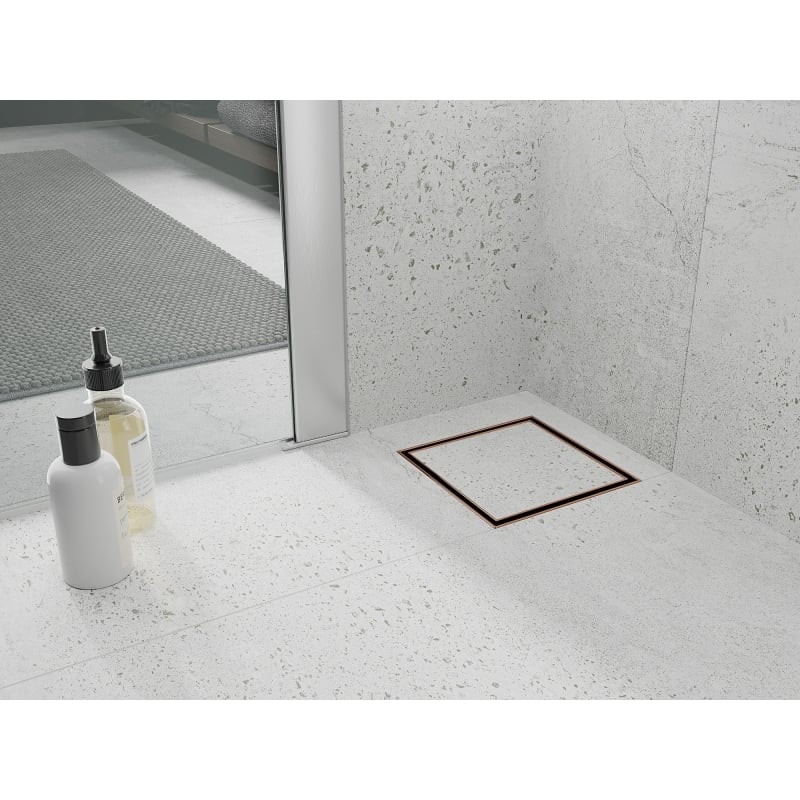 Mexen Flat-Q M13 wpust podłogowy kwadratowy 12 x 12 cm, różowe złoto - 1610012