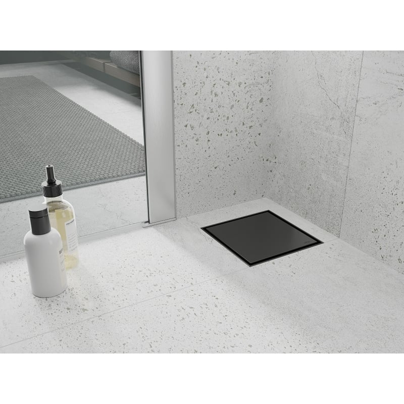 Mexen Flat-Q M13 wpust podłogowy kwadratowy 20 x 20 cm, czarny - 1710020