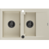 Mexen Gaspar 1,5-komorige granieten spoelbak met afdruiprek 737 x 475 mm, beige, zwarte sifon - 6507731505-69-B
