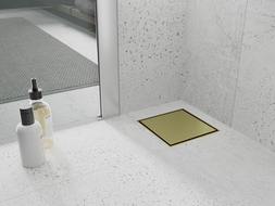 Mexen Flat-Q M13 ralo de chão quadrado 12 x 12 cm, dourado escovado - 1A10012