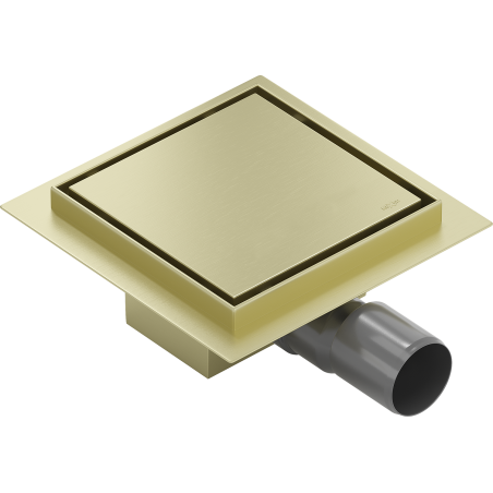 Mexen Flat-Q M13 drenaje de suelo cuadrado 15 x 15 cm, oro cepillado - 1A10015