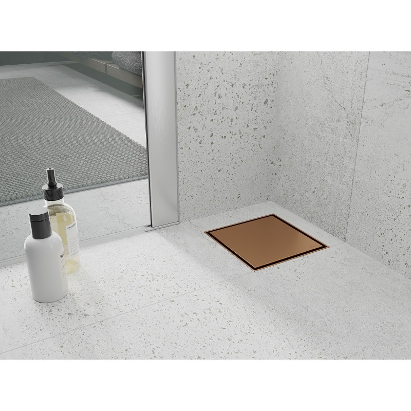 Mexen Flat-Q M13 põrandale paigaldatav ruudukujuline äravool 12 x 12 cm, harjatud vasest - 1C10012