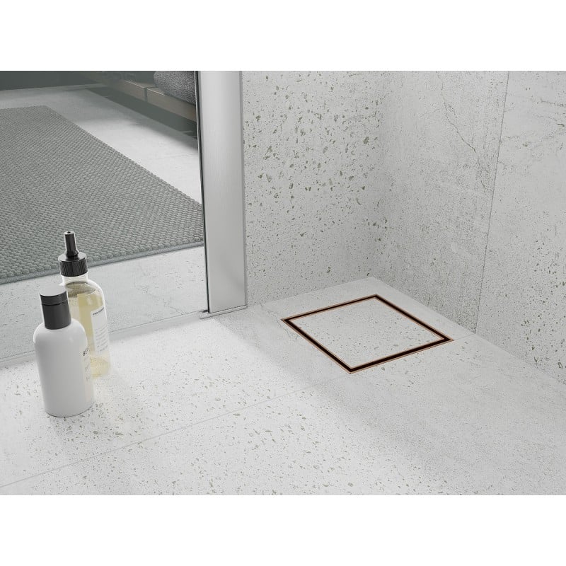 Mexen Flat-Q M13 Floor Drain Square 12 x 12 cm, Brushed Copper - 1C10012