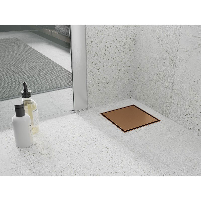 Mexen Flat-Q M13 vierkante vloerafvoer 15 x 15 cm, geborsteld koper - 1C10015